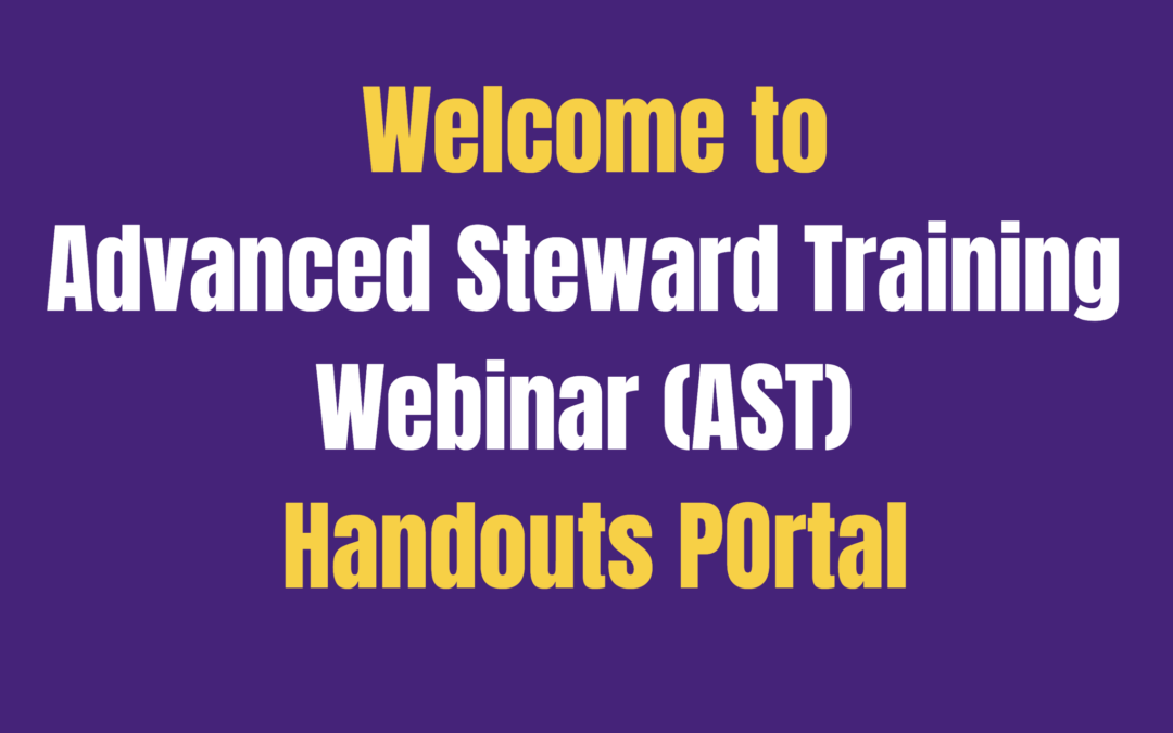 Advanced Steward Training Webinar (AST)